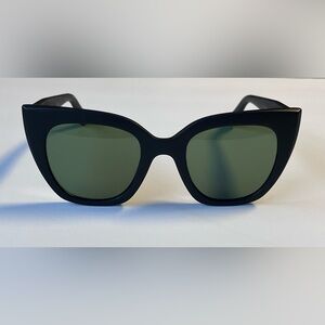 TOMS Sydney Matte Black Traveler Cat Eye Women’s Sunglasses Green Lenses
